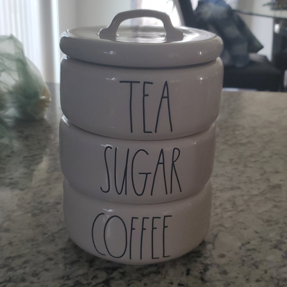 Rae dunn 4 piece ceramic tea/sugar/coffee canister